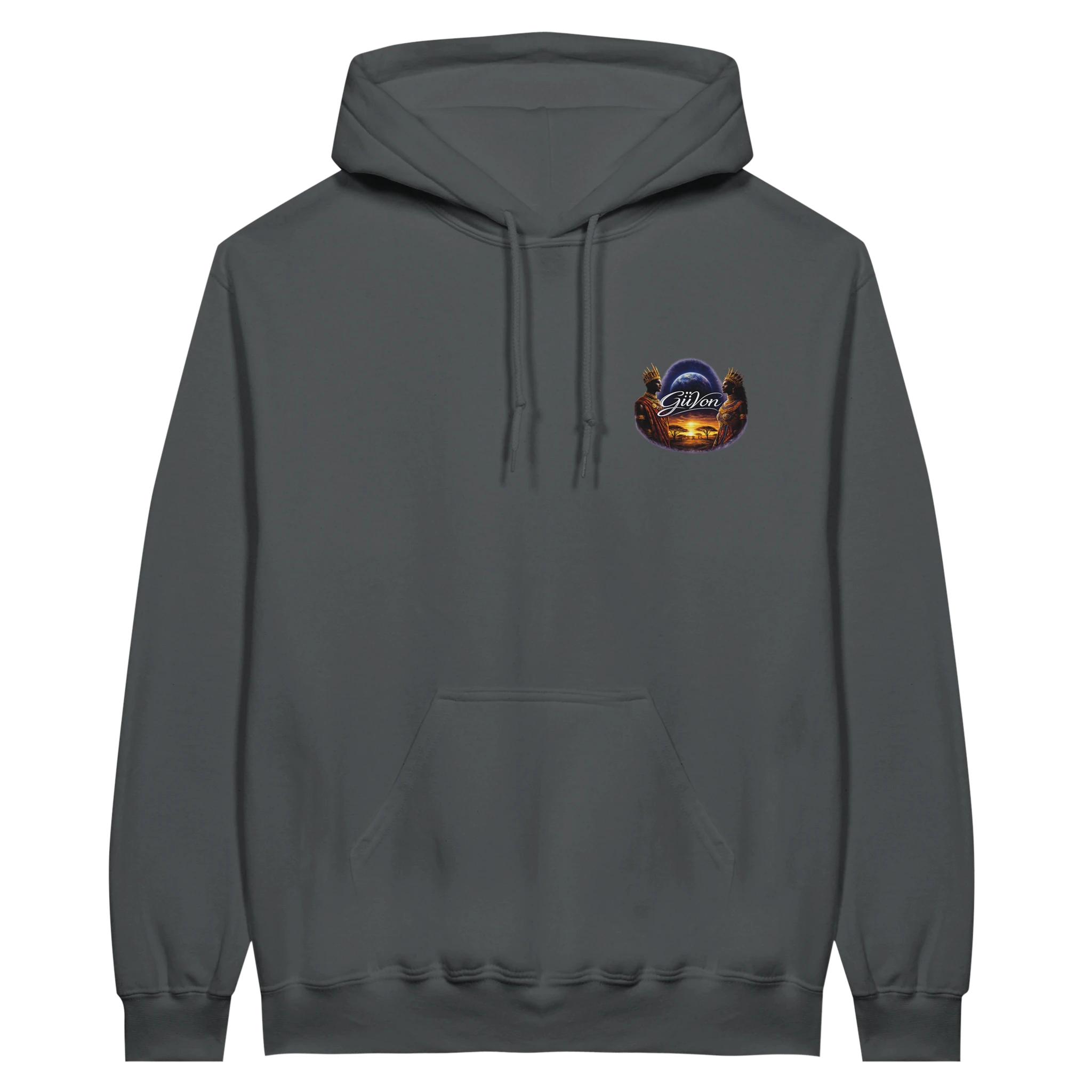 Charcoal hoodie front view option 1