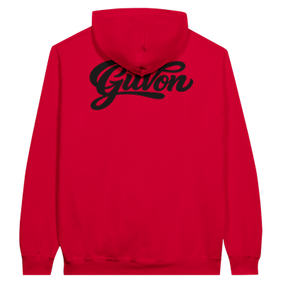 Red hoodie back view