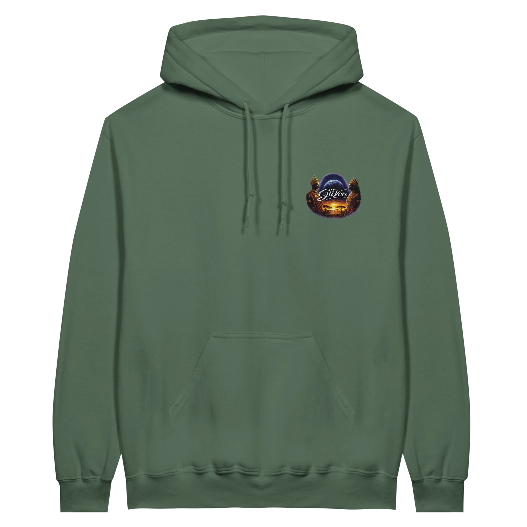 Military Green hoodie front view option 1